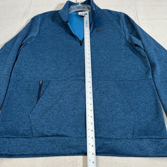 Nike Therma Fit Blue Half-Zip Heathered Pullover Sweatshirt Front Pocket XL - Picture 5 of 9